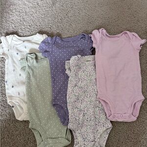 Floral and Polka Dot Baby Bodysuit Set